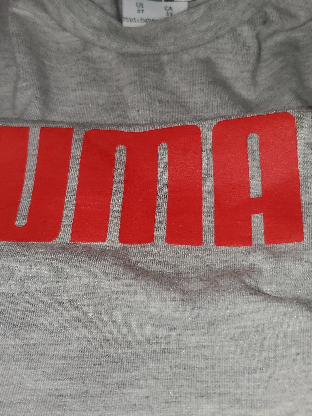 Puma Light Gray Tee with Bright Red Logo And Matching Black Pants